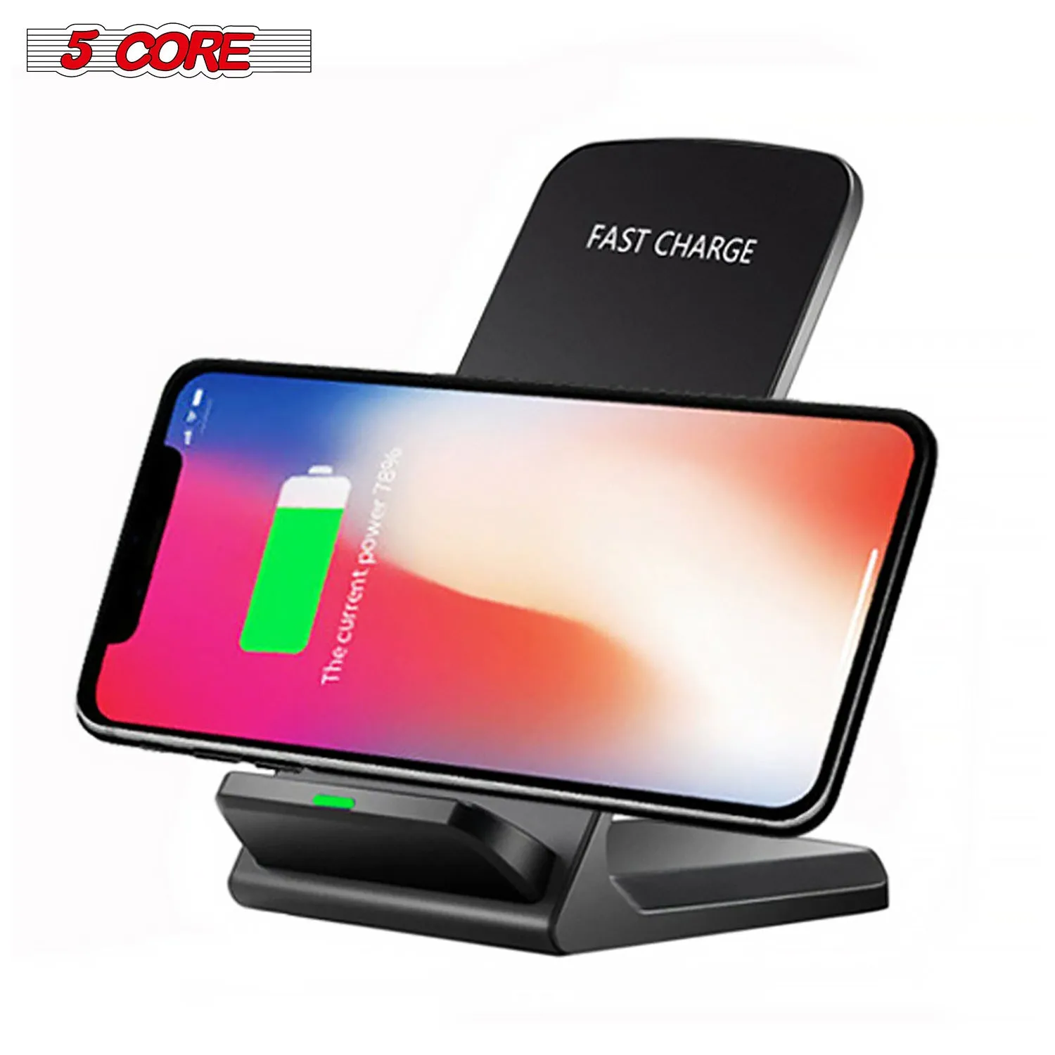 5 Core Wireless Charger Charging Pad Fast Phone Charging Stand Dock 10W Black 2pcs