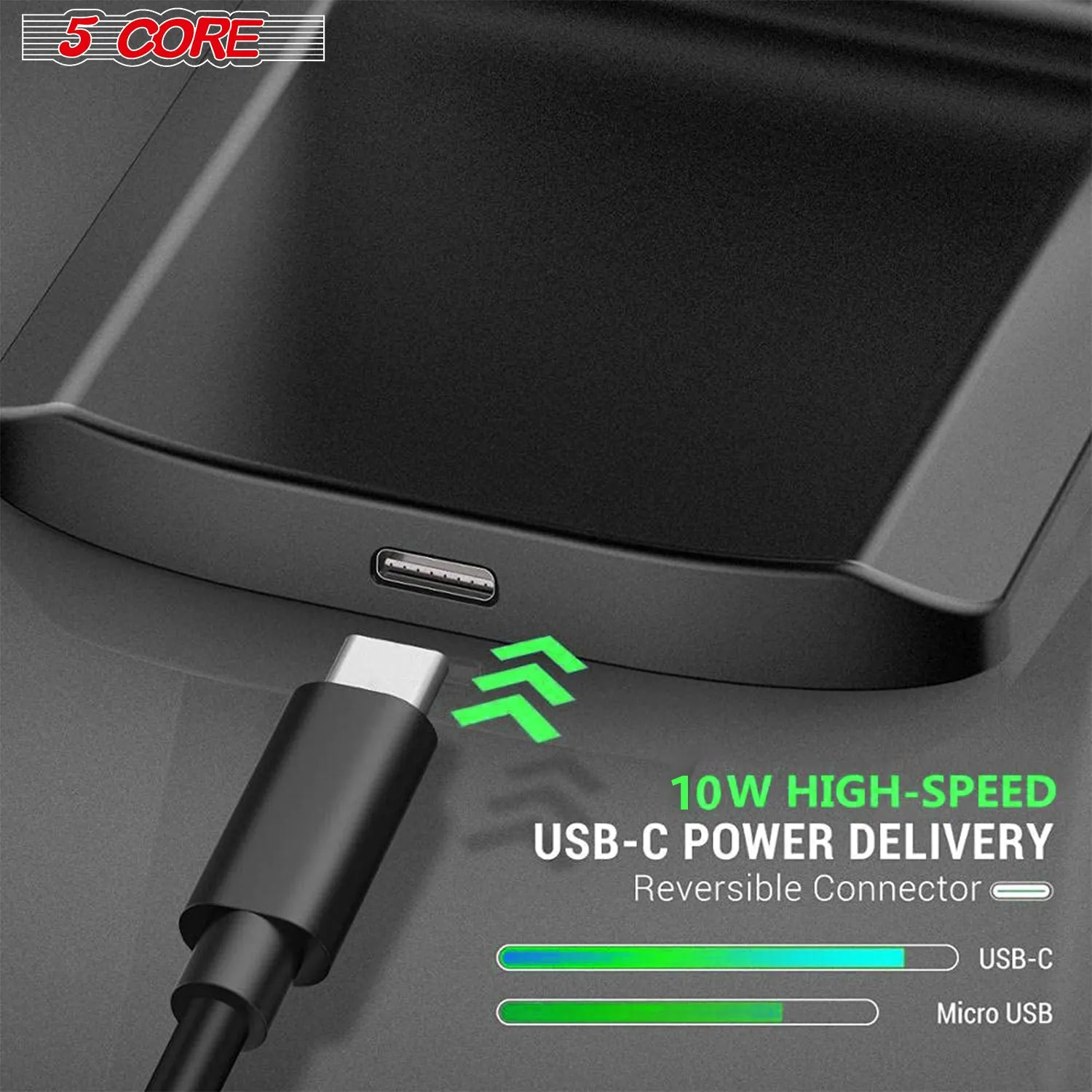 5 Core Wireless Charger Charging Pad Fast Phone Charging Stand Dock 10W Black 2pcs