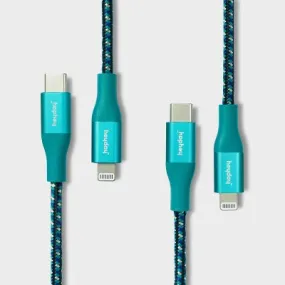 6' Lightning to USB-C Braided Cable 2pk - heyday Ocean Teal