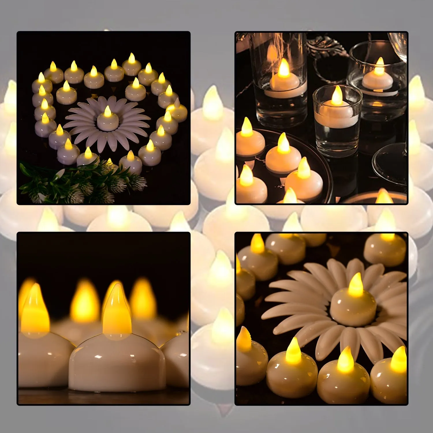 6439 Set of 12 Flameless Floating Candles Battery Operated Tea Lights Tealight Candle - Decorative, Wedding.