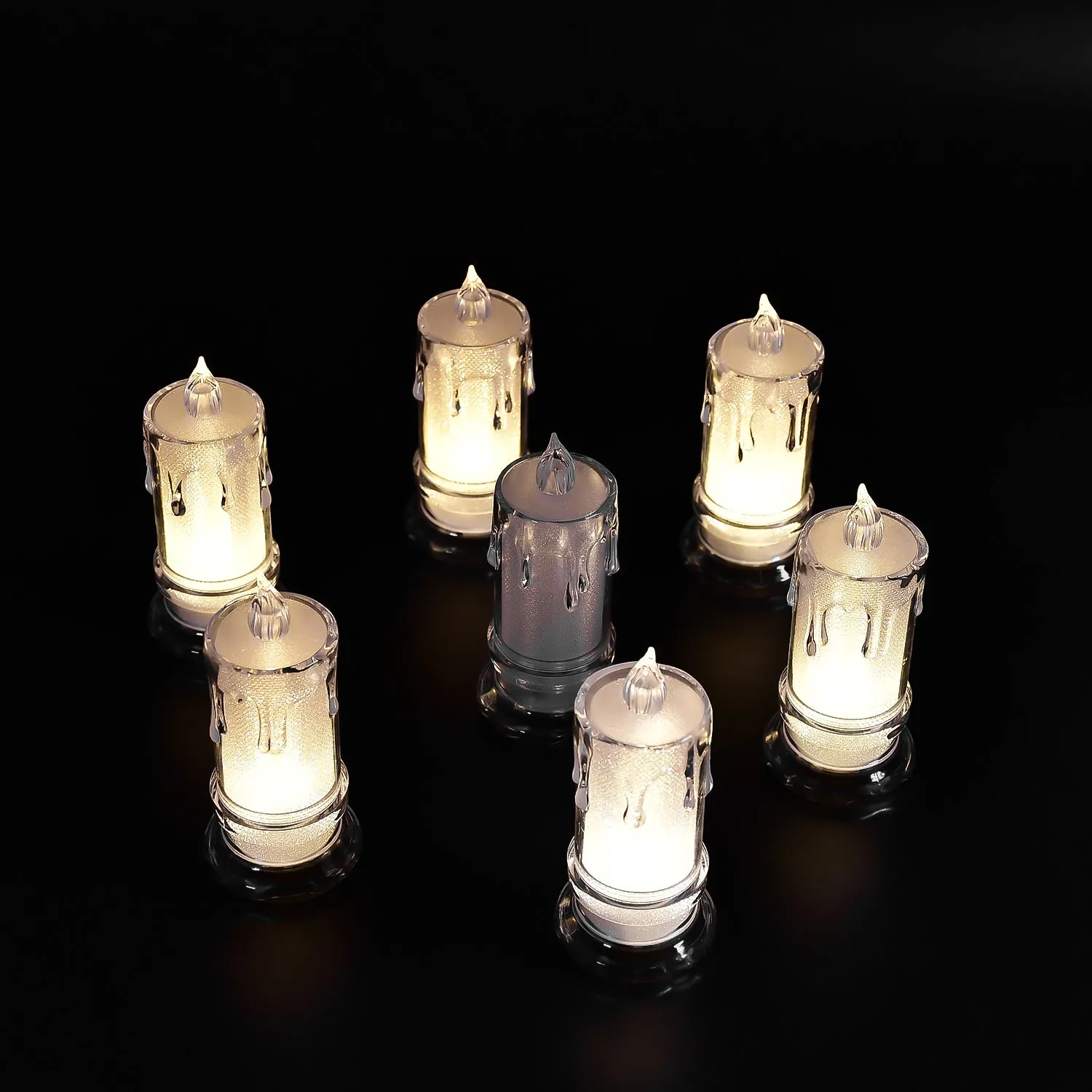 6559 BIG SIZE FLAMELESS MELTED DESIGN CANDLES FOR DECORATION (SET OF 12PC)