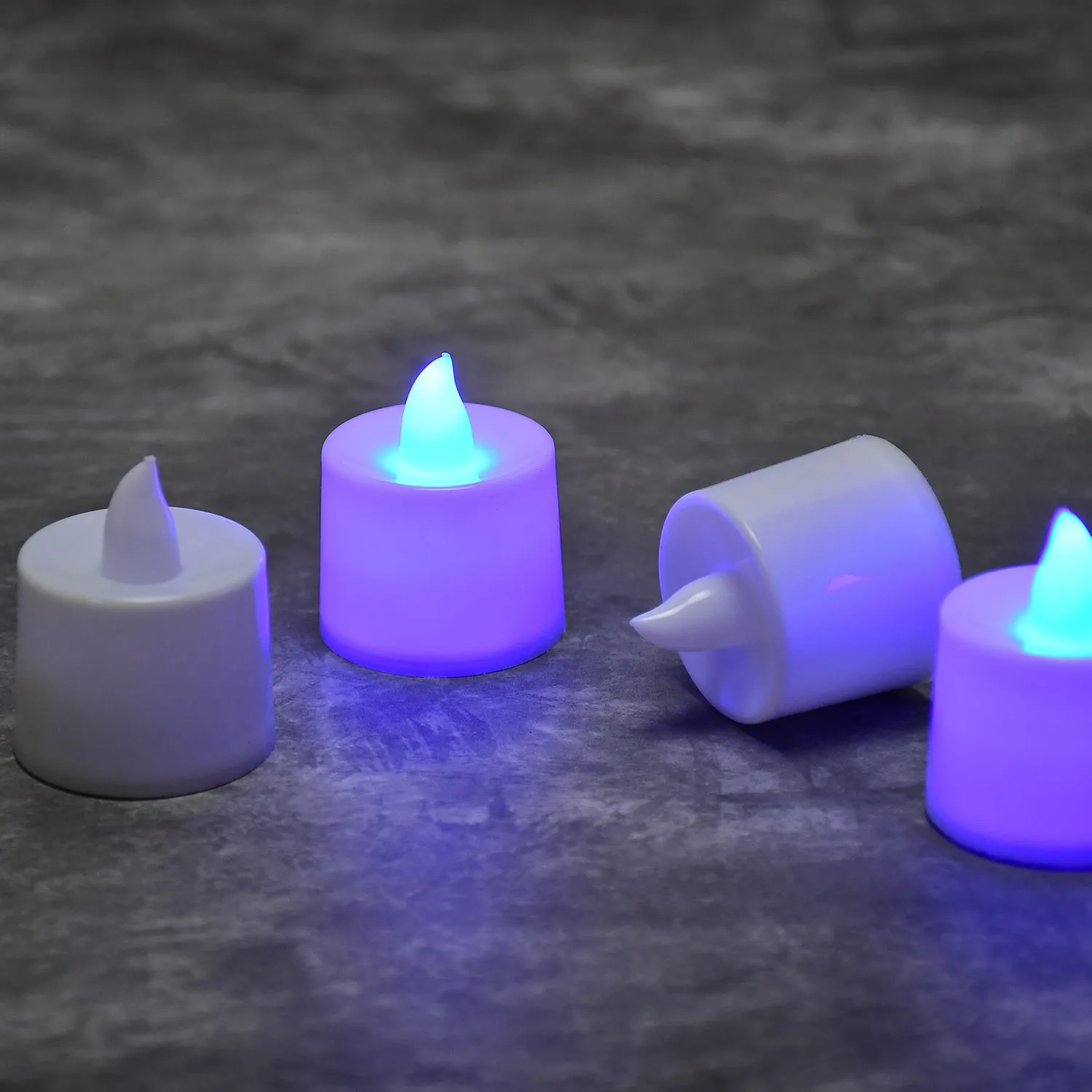 6634 Blue Flameless LED Tealights, Smokeless Plastic Decorative Candles - Led Tea Light Candle For Home Decoration (Pack Of 24)