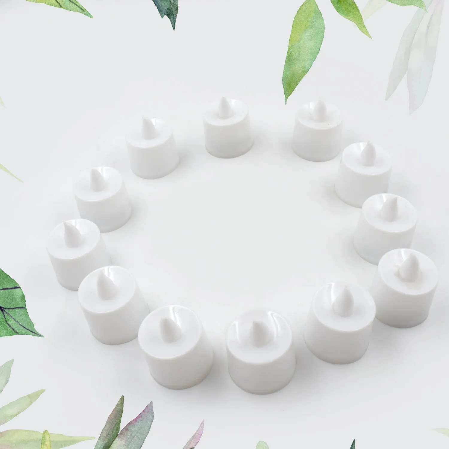 6635b GREEN FLAMELESS LED TEALIGHTS, SMOKELESS PLASTIC DECORATIVE CANDLES - LED TEA LIGHT CANDLE FOR HOME DECORATION (PACK OF 12)