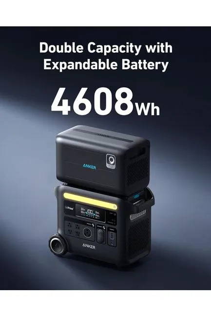 Anker SOLIX F2600 Portable Power Station with Expansion Battery - 4608 Watt Hours