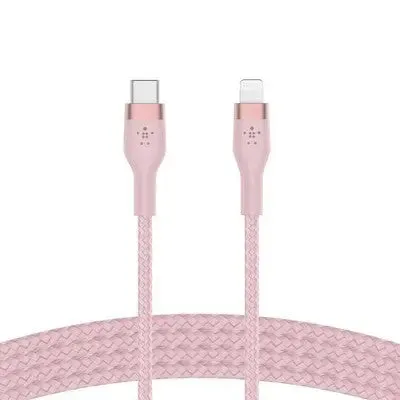 Belkin 6.6' BoostCharge Pro Flex USB-C Lightning Connector Cable   Strap - Pink Chic