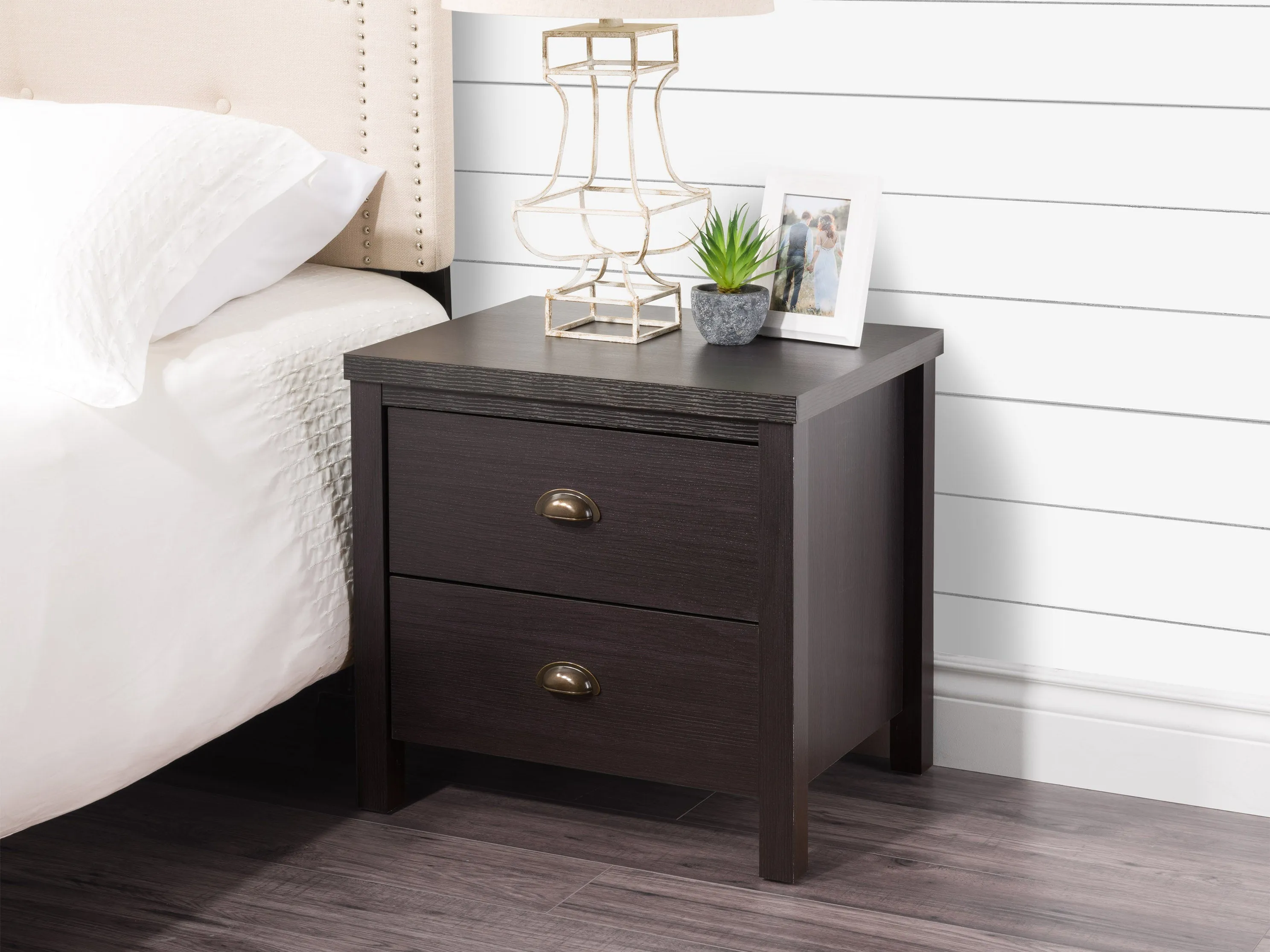 Black 2 Drawer Night Stand