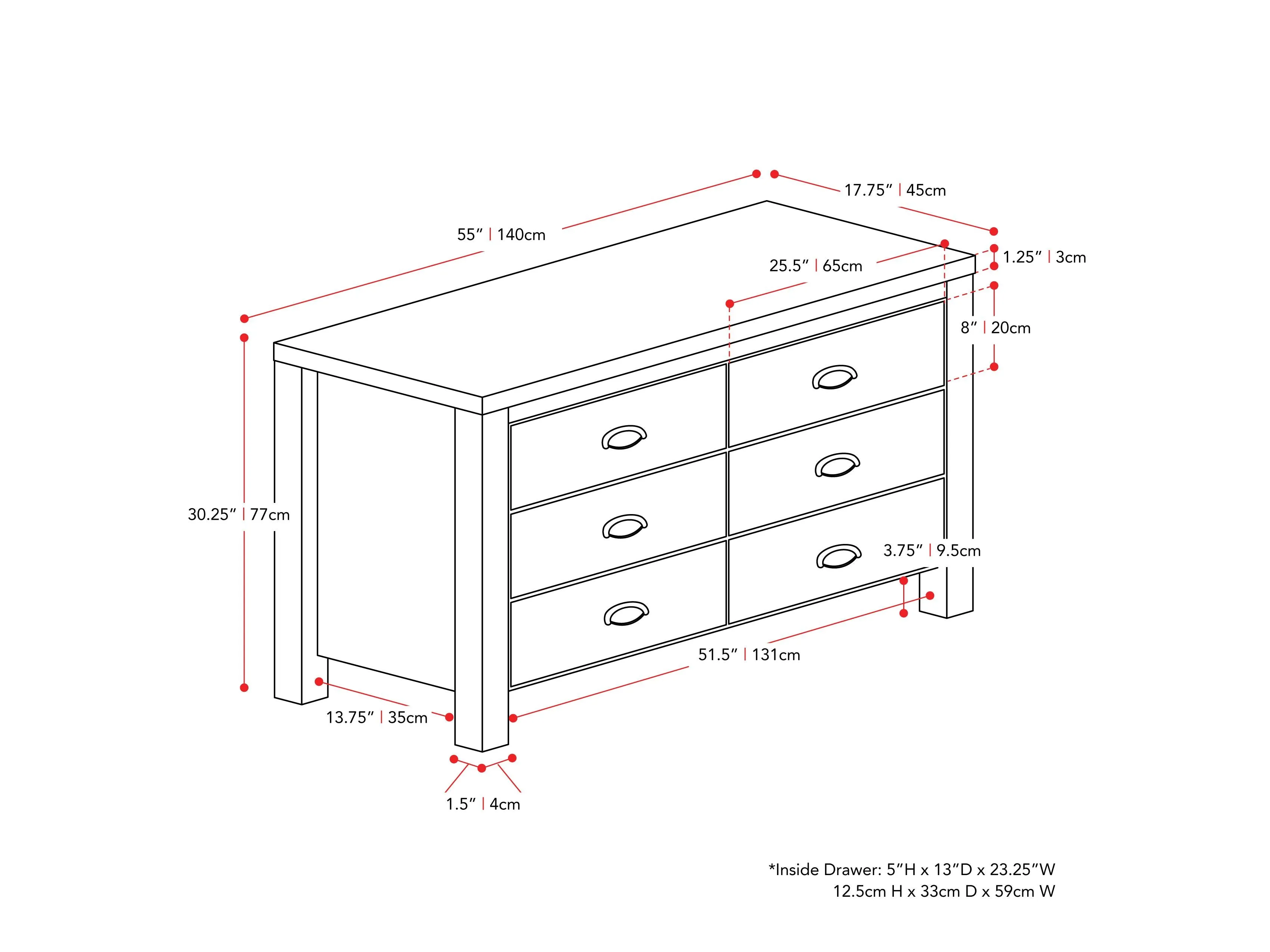 Black 6 Drawer Dresser