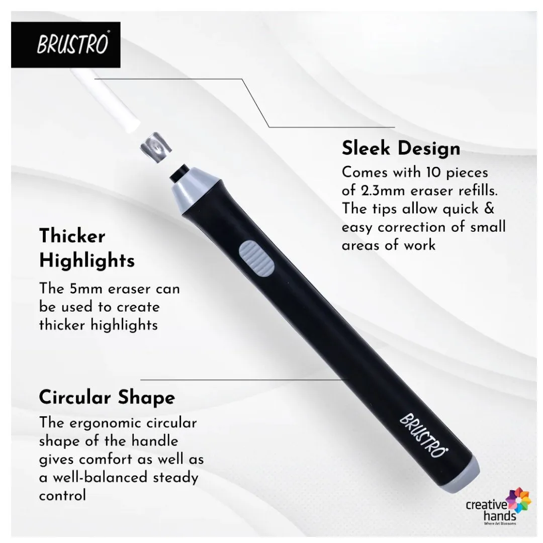 Brustro Slim Battery Operated Automatic Eraser, with 22 Refills and 2 Eraser Holders