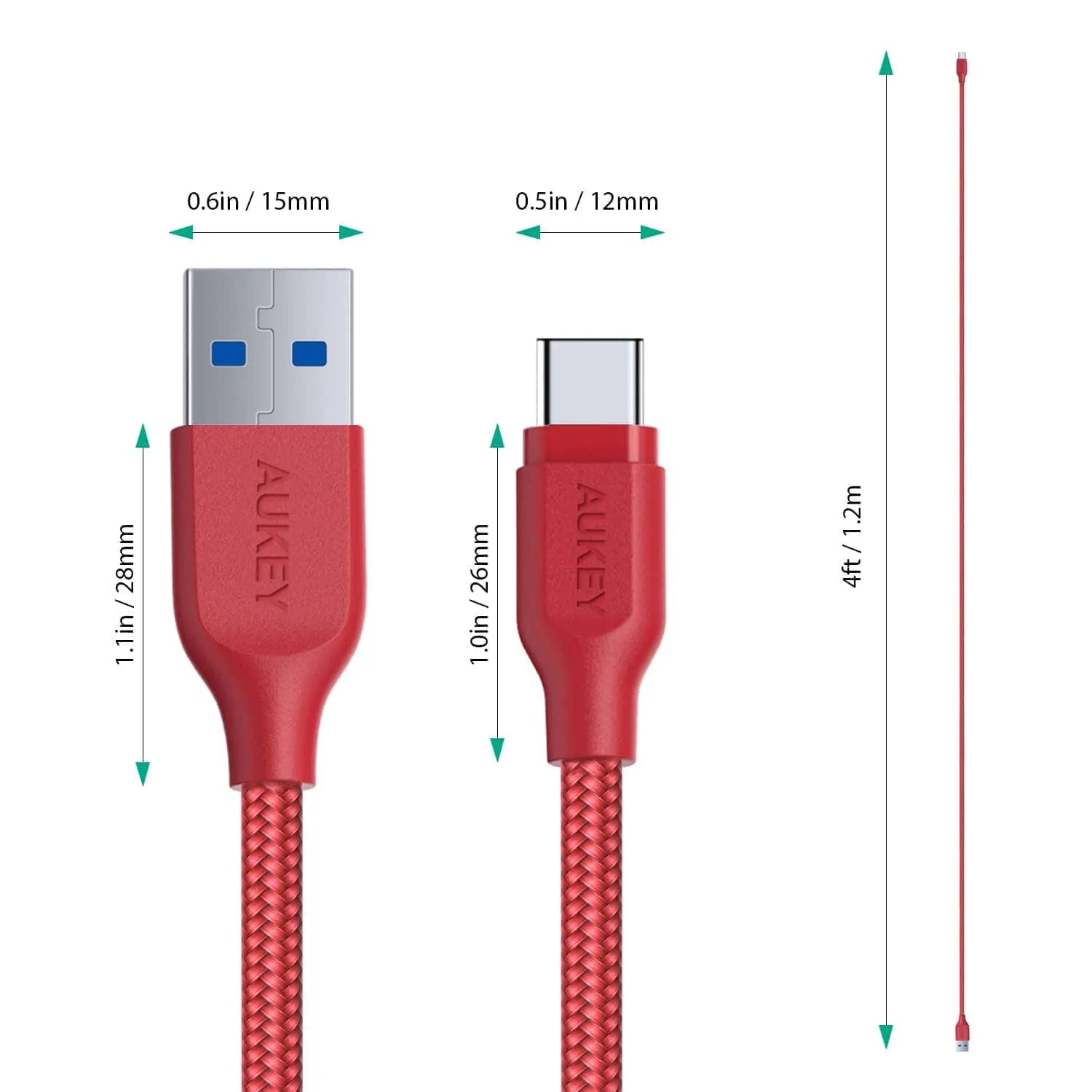 CB-AC1 Braided Nylon USB 3.1 USB A To USB C Cable 1.2 meter