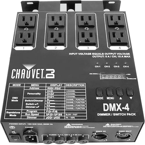 Chauvet DJ DMX-4 4-Channel Dimmerswitch Pack Optimized For Use With Small Led Fixtures