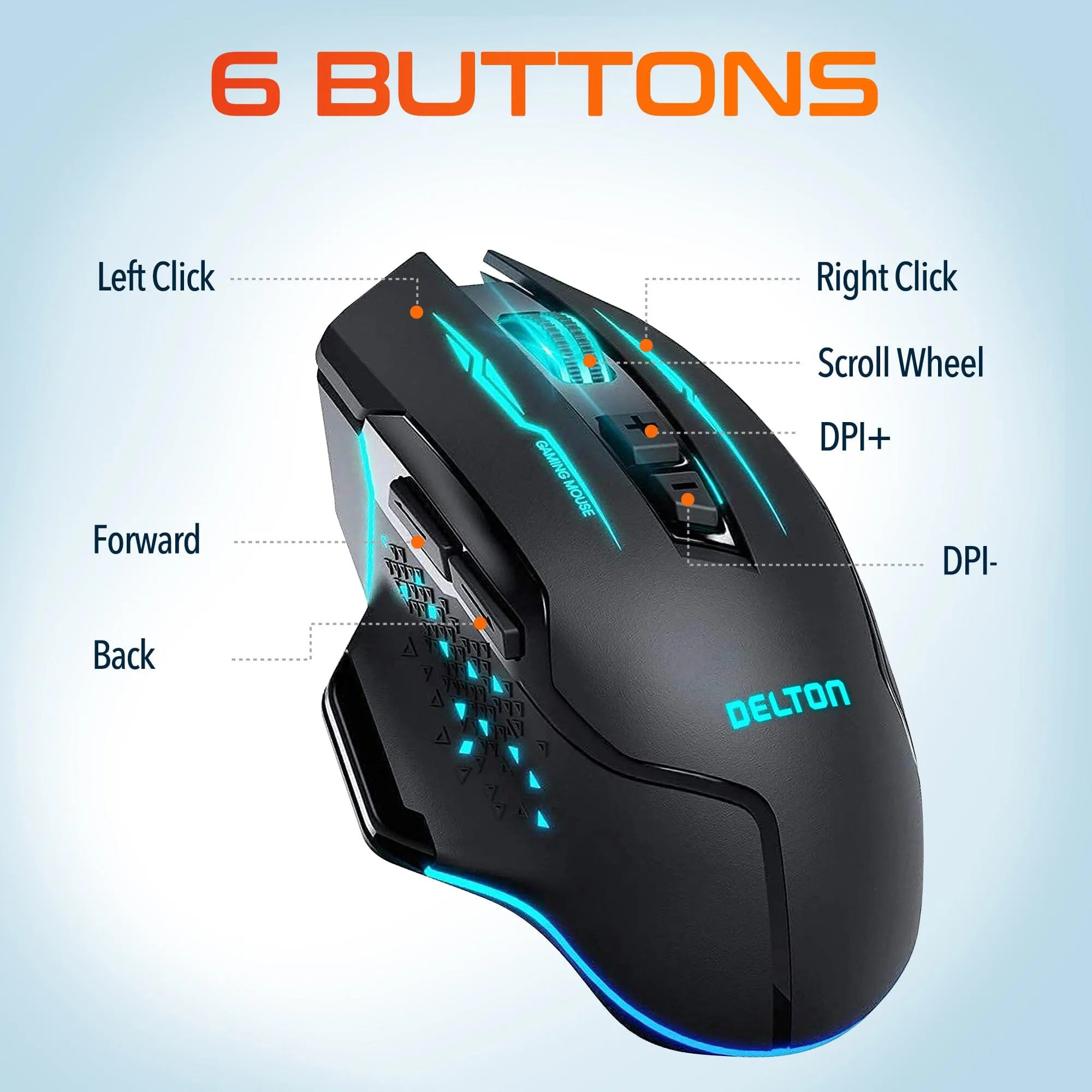 Delton G37 Rechargeable USB Ergonomic Wireless Gaming Mouse