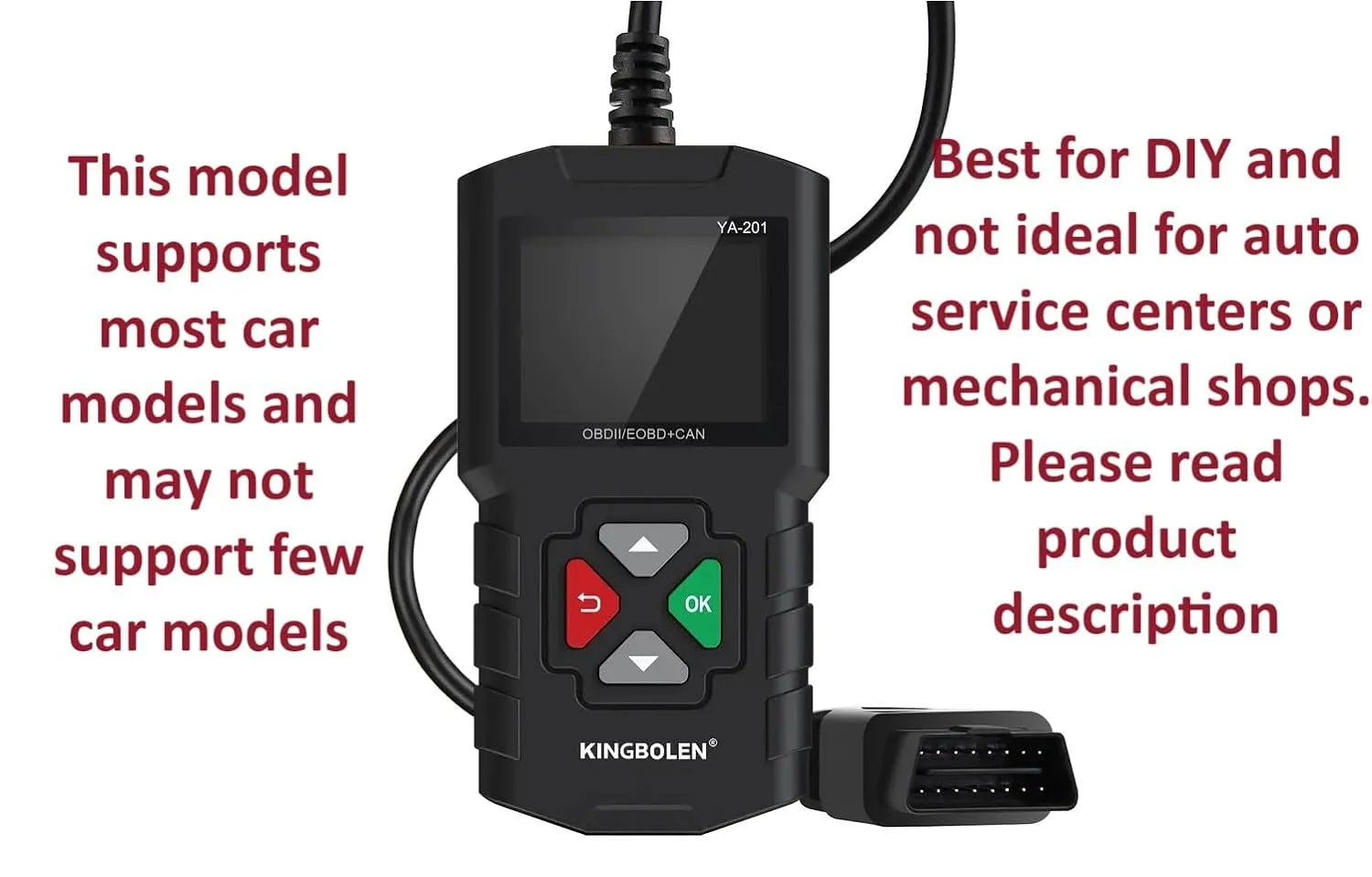 EDIAG KINGBOLEN YA201 OBD2 Scanner - Full Diagnostic Tool with Battery Test & Free Lifetime Updates.