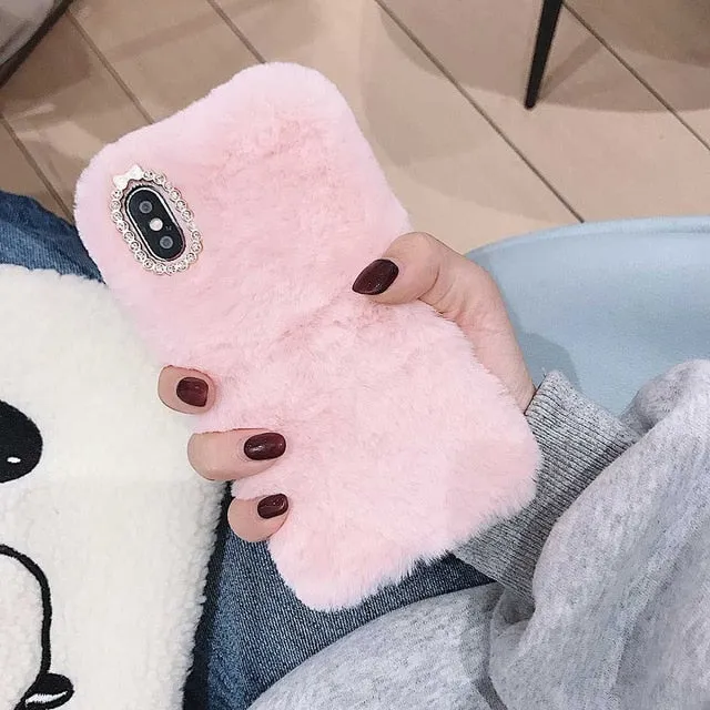 Fashion Lady Case for iPhone XS Max XR X 11 Pro Gift TPU Case Furry fluffy Warm Cover for iPhone 6 6S 7 8 Plus Soft Phone Case