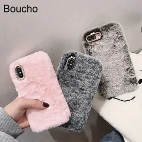 Fashion Lady Case for iPhone XS Max XR X 11 Pro Gift TPU Case Furry fluffy Warm Cover for iPhone 6 6S 7 8 Plus Soft Phone Case