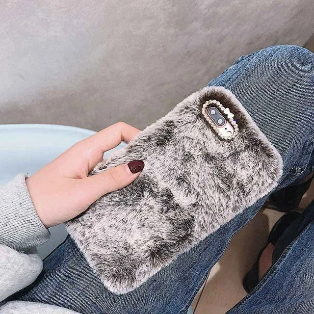 Fashion Lady Case for iPhone XS Max XR X 11 Pro Gift TPU Case Furry fluffy Warm Cover for iPhone 6 6S 7 8 Plus Soft Phone Case