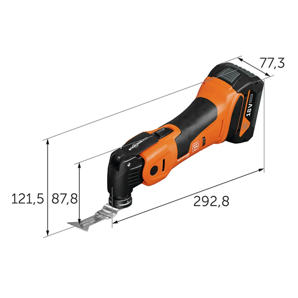 Fein 71293664090 18V AS MultiMaster 700 Oscillating MultiTool 4.0 Ah Kit