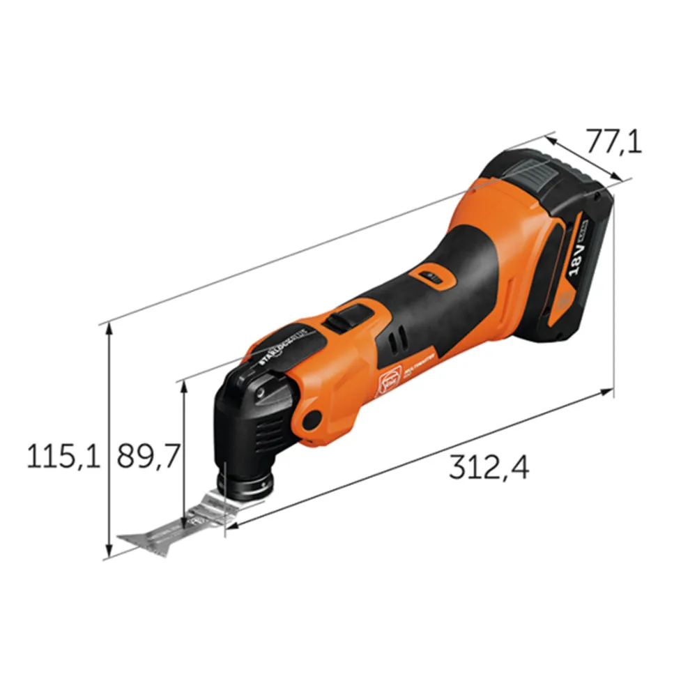 Fein 71293866090 18V Multimaster AMM 500 AS Oscillating MultiTool 4.0 Ah Kit