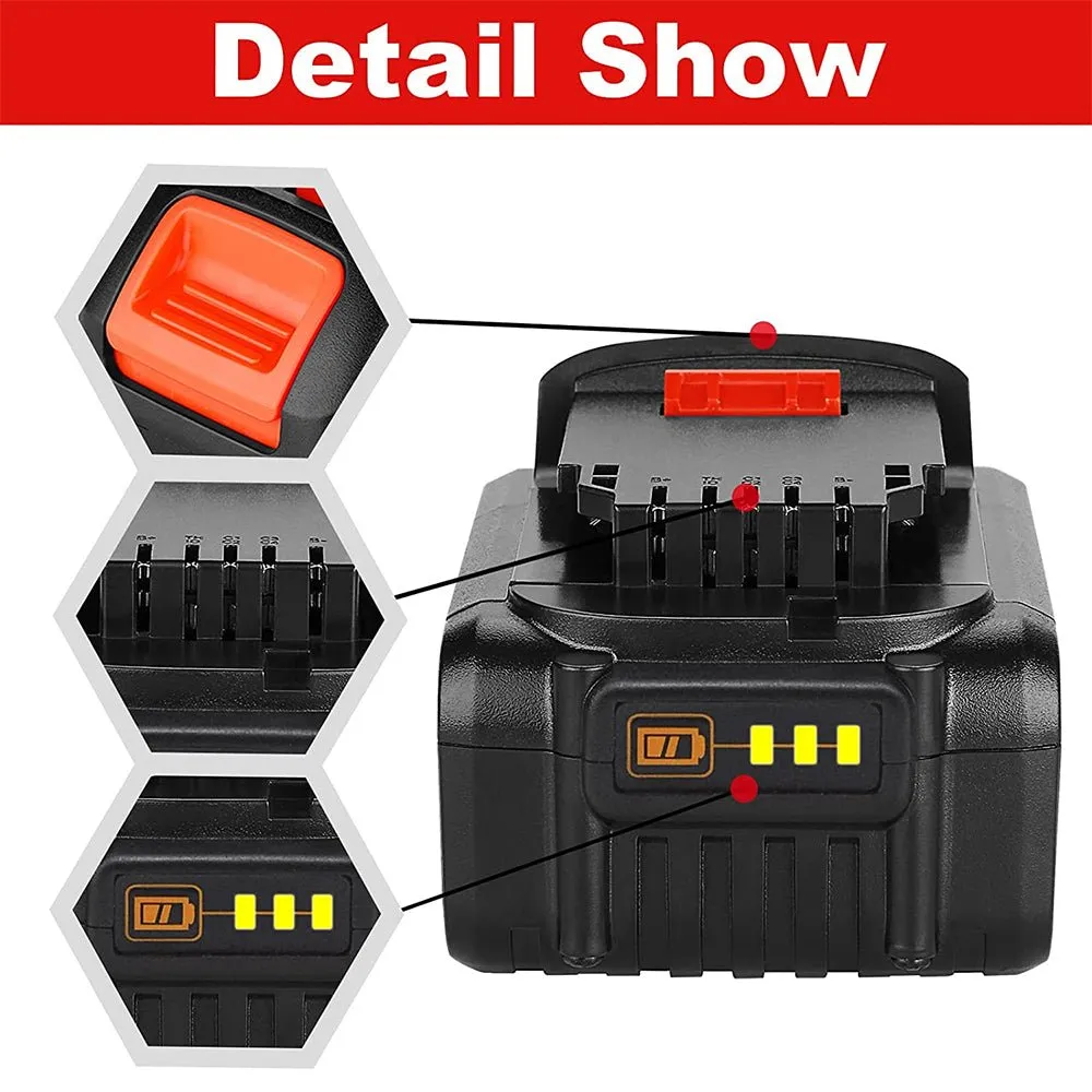 For Dewalt 9.0Ah Battery replacement | 20V Max Li-ion Battery DCB200 4 Pack  Free charger& Holders