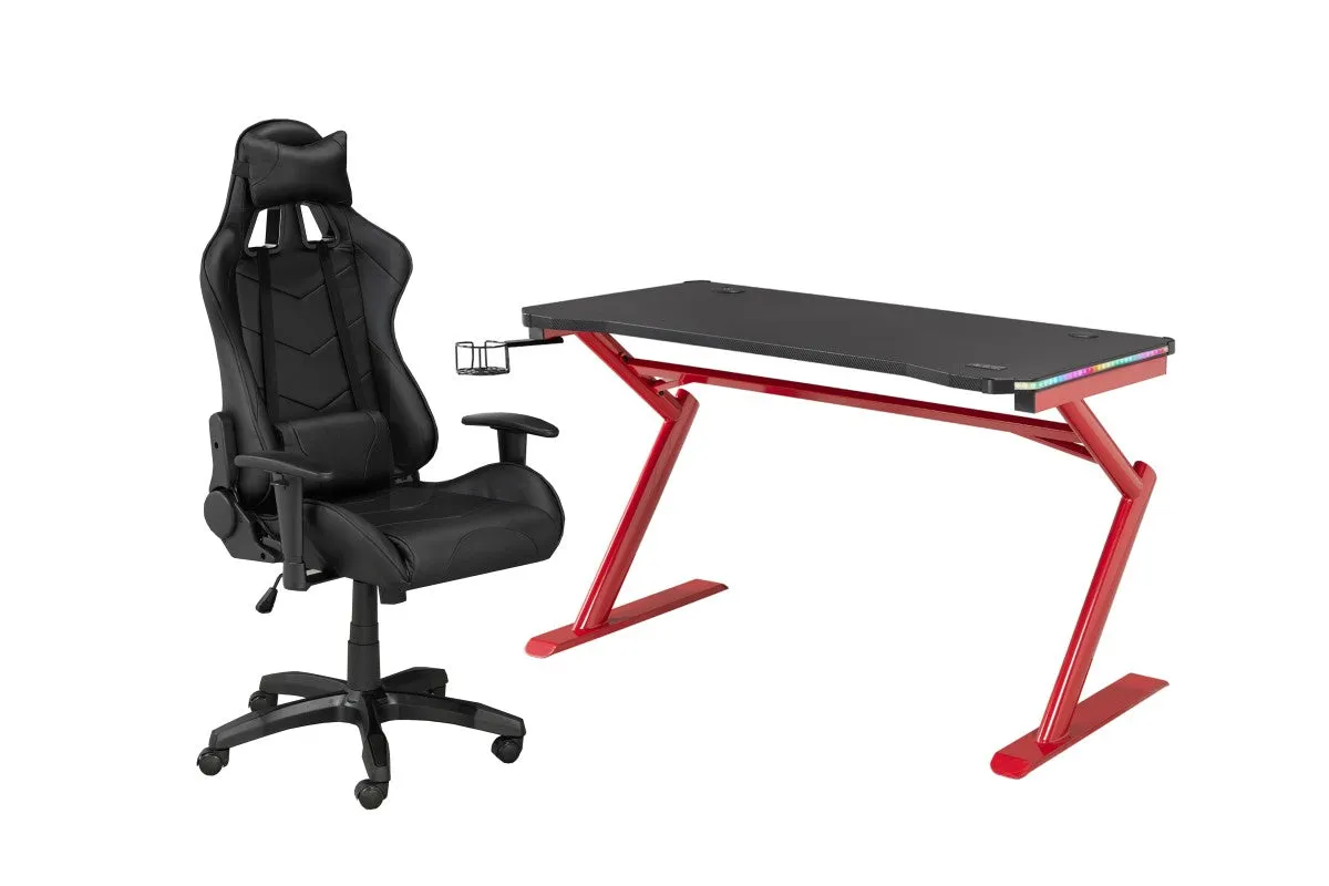 Gaming Desk & Chair Set, Black