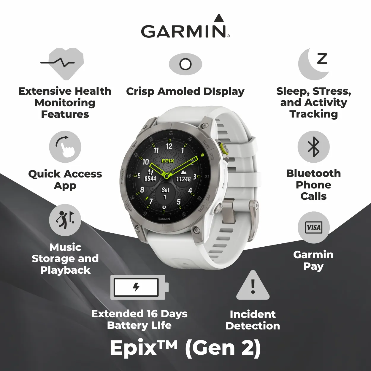 Garmin EPIX (Gen 2) Smartwatch with AMOLED display (010-02582-10)