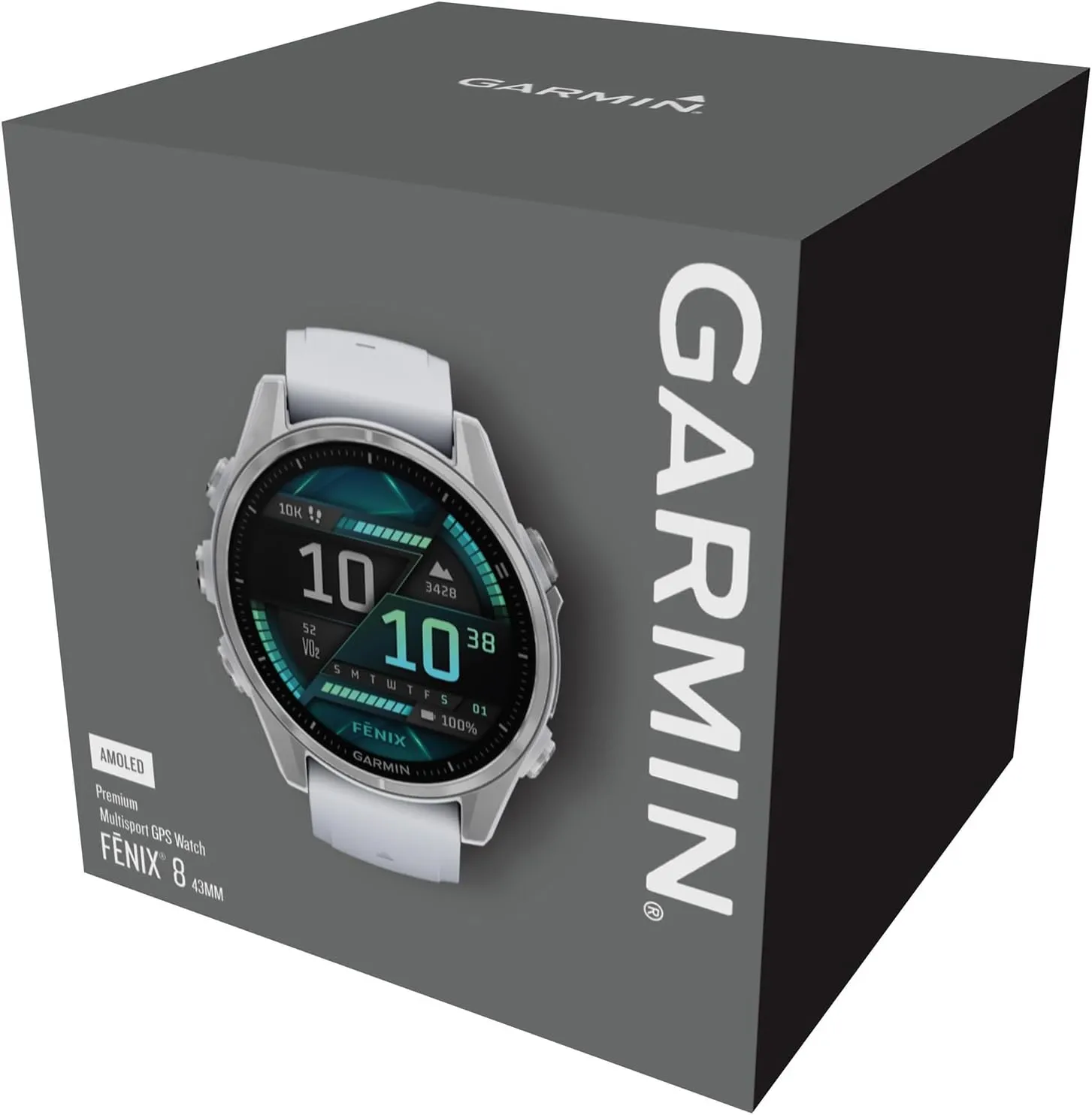 Garmin fēnix 8 Premium Multisport GPS Smartwatch (43mm, AMOLED) - Whitestone, 10-Day Battery, LED Flashlight