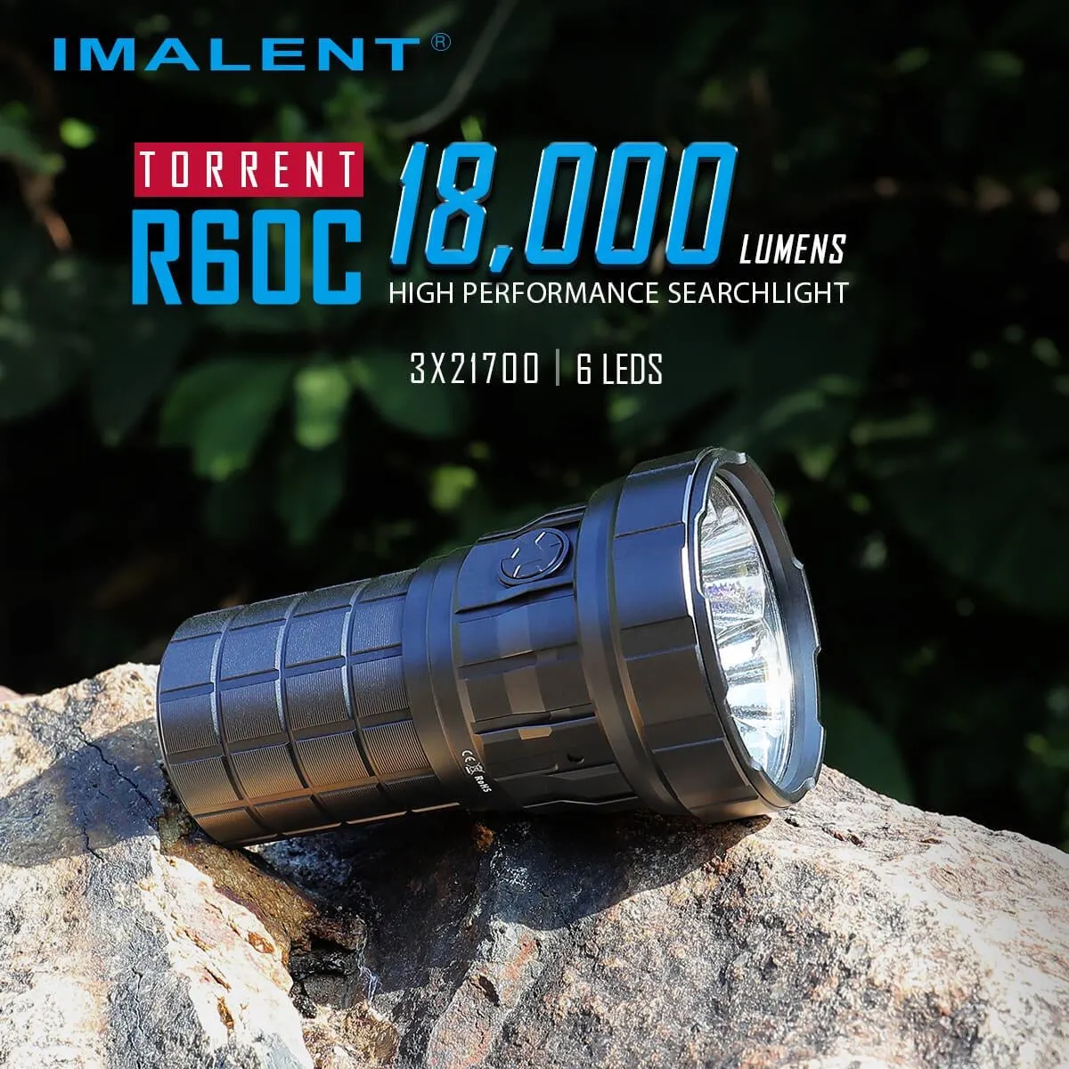 Imalent R60C 18000 Lumen Magnetically Rechargeable Search Flashlight 6 * American LEDs 3 * 21700 Batteries