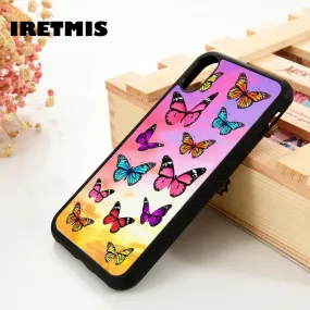 Iretmis 5 5S SE 6 6S Soft Silicone Rubber phone case cover for iPhone 7 8 plus X Xs 11 Pro Max XR Colorful Butterfly Patterns