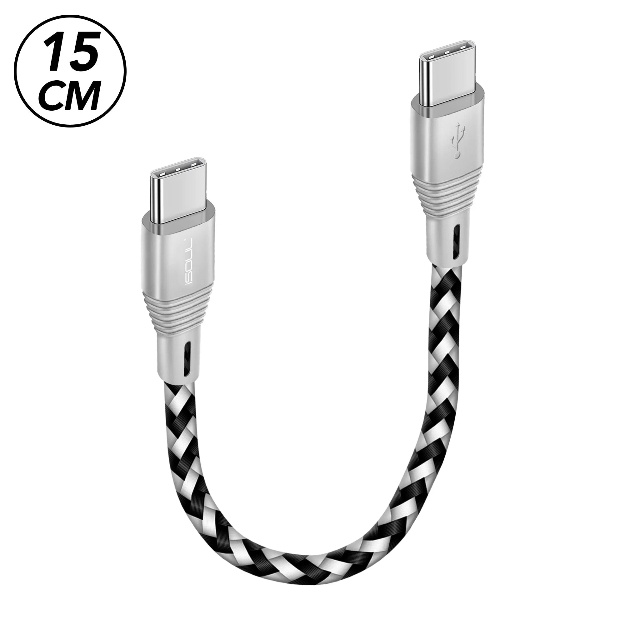 iSOUL USB C Charger Cable 60W 20V/3A PD Type C to C Braided Cable Pack of 3 (15Cm 1M 2M)