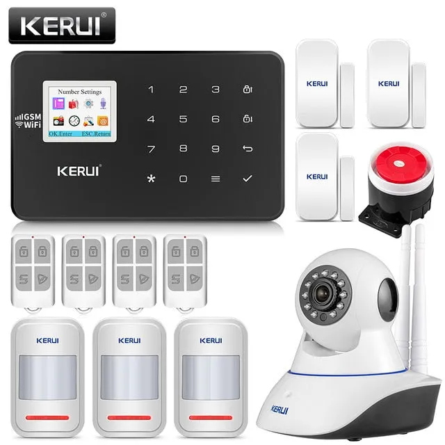 KERUI W18 1.7 Inch TFT Screen WIFI GSM Home Burglar Security Alarm System Motion Detector APP Control Fire Smoke Detector Alarm