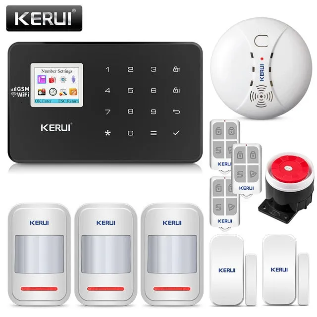 KERUI W18 1.7 Inch TFT Screen WIFI GSM Home Burglar Security Alarm System Motion Detector APP Control Fire Smoke Detector Alarm