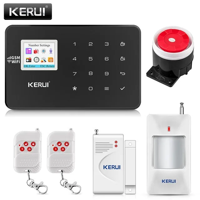 KERUI W18 1.7 Inch TFT Screen WIFI GSM Home Burglar Security Alarm System Motion Detector APP Control Fire Smoke Detector Alarm