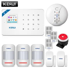 KERUI W18 1.7 Inch TFT Screen WIFI GSM Home Burglar Security Alarm System Motion Detector APP Control Fire Smoke Detector Alarm