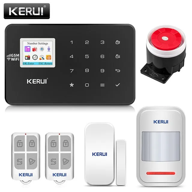 KERUI W18 1.7 Inch TFT Screen WIFI GSM Home Burglar Security Alarm System Motion Detector APP Control Fire Smoke Detector Alarm