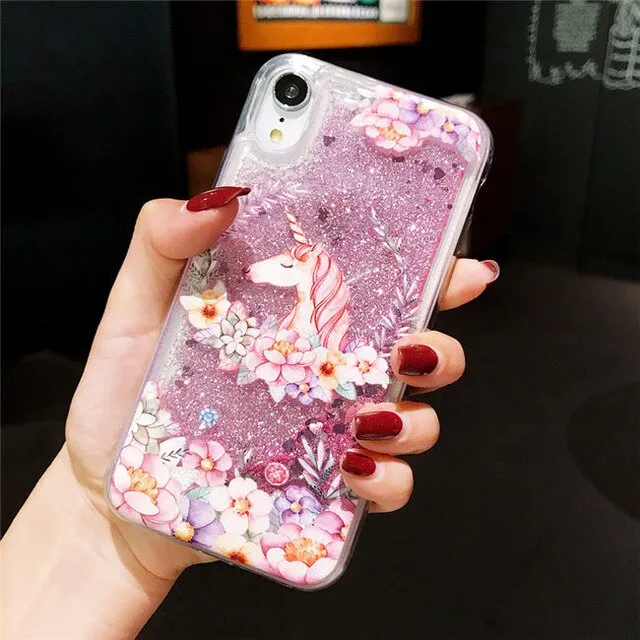 Liquid Quicksand Glitter Case For iPhone XS MAX XR X SE 5S 5 S Silicone Back Phone Cover Case For iPhone 7 8 6 S 6S Plus Cases