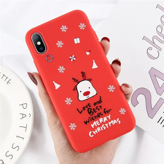 Lovebay Christmas Phone Cases For iPhone 7 XR 11 Pro Elk Santa Claus Flowers For iPhone 6 6s 8 Plus X XS Max Soft TPU Back Cover