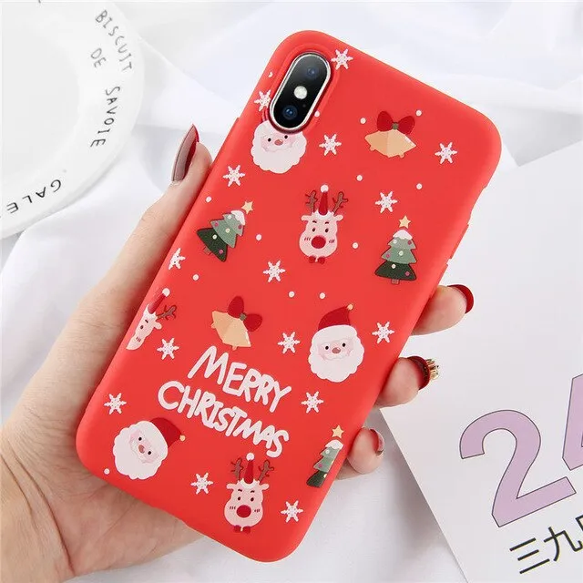 Lovebay Christmas Phone Cases For iPhone 7 XR 11 Pro Elk Santa Claus Flowers For iPhone 6 6s 8 Plus X XS Max Soft TPU Back Cover