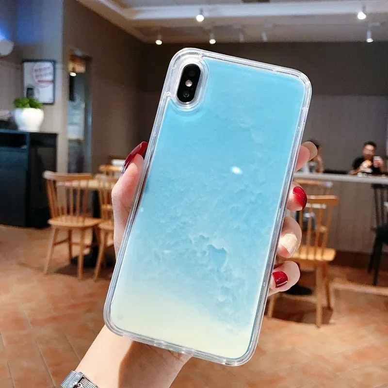 Luminous Neon Sand Case For iPhone 11 Pro XR XS Max X 6 6S S 7 8 Plus Glow In The Dark Liquid Glitter Quicksand Phone Cover Capa