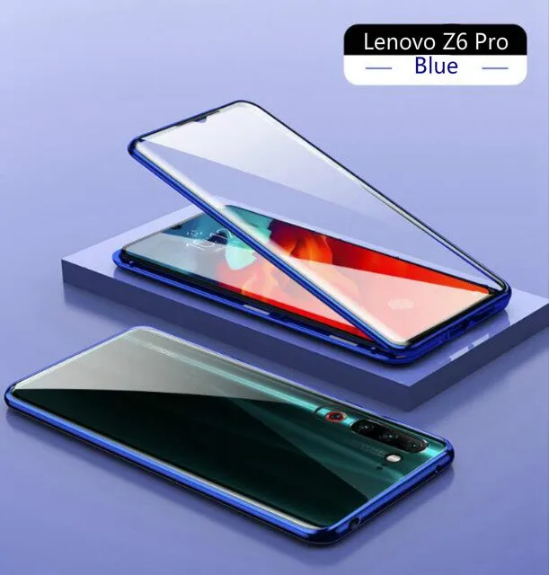 Magnetic Adsorption Case for Lenovo Z6 Pro Shockproof 360 Metal Frame Double Sided Tempered Glass Cover for Lenovo Z6 Pro Cases