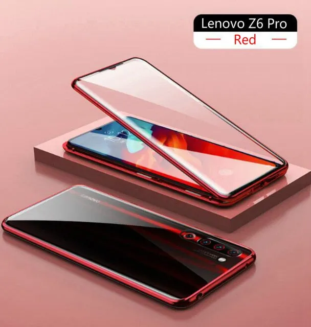 Magnetic Adsorption Case for Lenovo Z6 Pro Shockproof 360 Metal Frame Double Sided Tempered Glass Cover for Lenovo Z6 Pro Cases