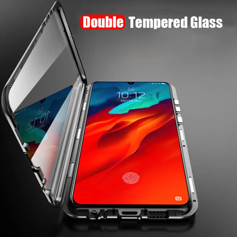 Magnetic Adsorption Case for Lenovo Z6 Pro Shockproof 360 Metal Frame Double Sided Tempered Glass Cover for Lenovo Z6 Pro Cases