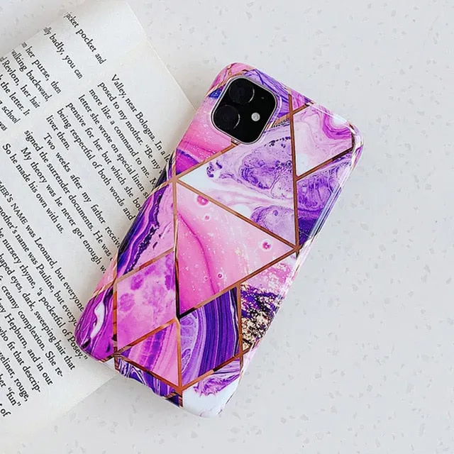 N1986N Plating Marble Case For iPhone 11 Pro Max X XR Xs Max Luxury Phone Case For iPhone 6 6s 7 8 Plus Fashion IMD Full Cover