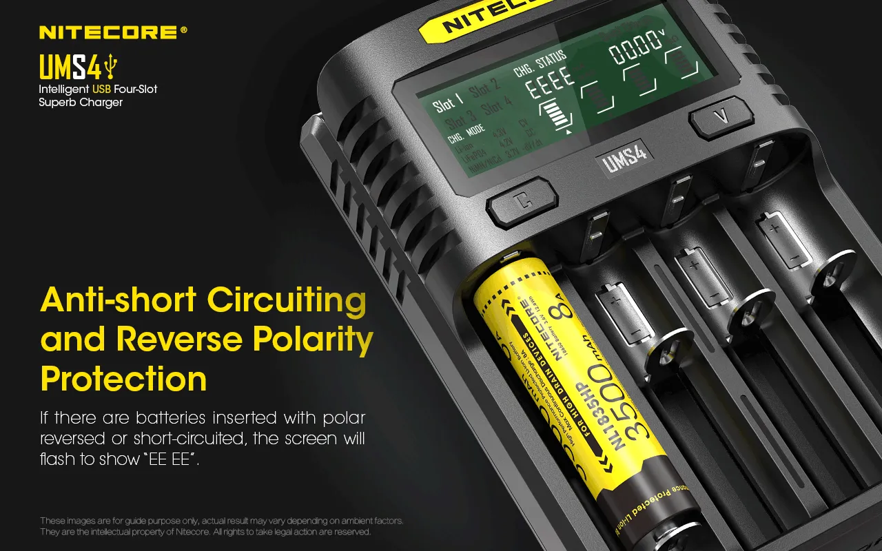 Nitecore UMS4 4-Slot Fast Charging USB Battery Charger