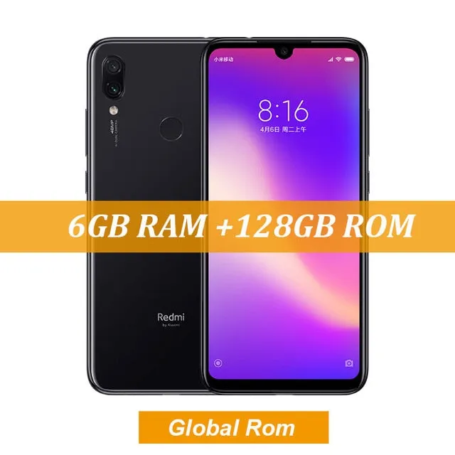 Original Xiaomi Redmi Note 7 Pro 6GB 128GB 48MP IMX 586 Camera Snapdragon 675 Octa Core 6.3'' FHD Screen Mobile Phone 4000mAh