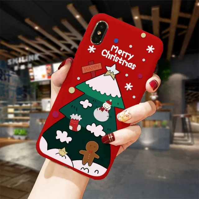 Phone Case For iPhone XS 11Pro Max XR X 10 8 7 6 6S Plus Case Soft TPU Back Cover Christmas New Year Gift Capa Fundas Sika deer