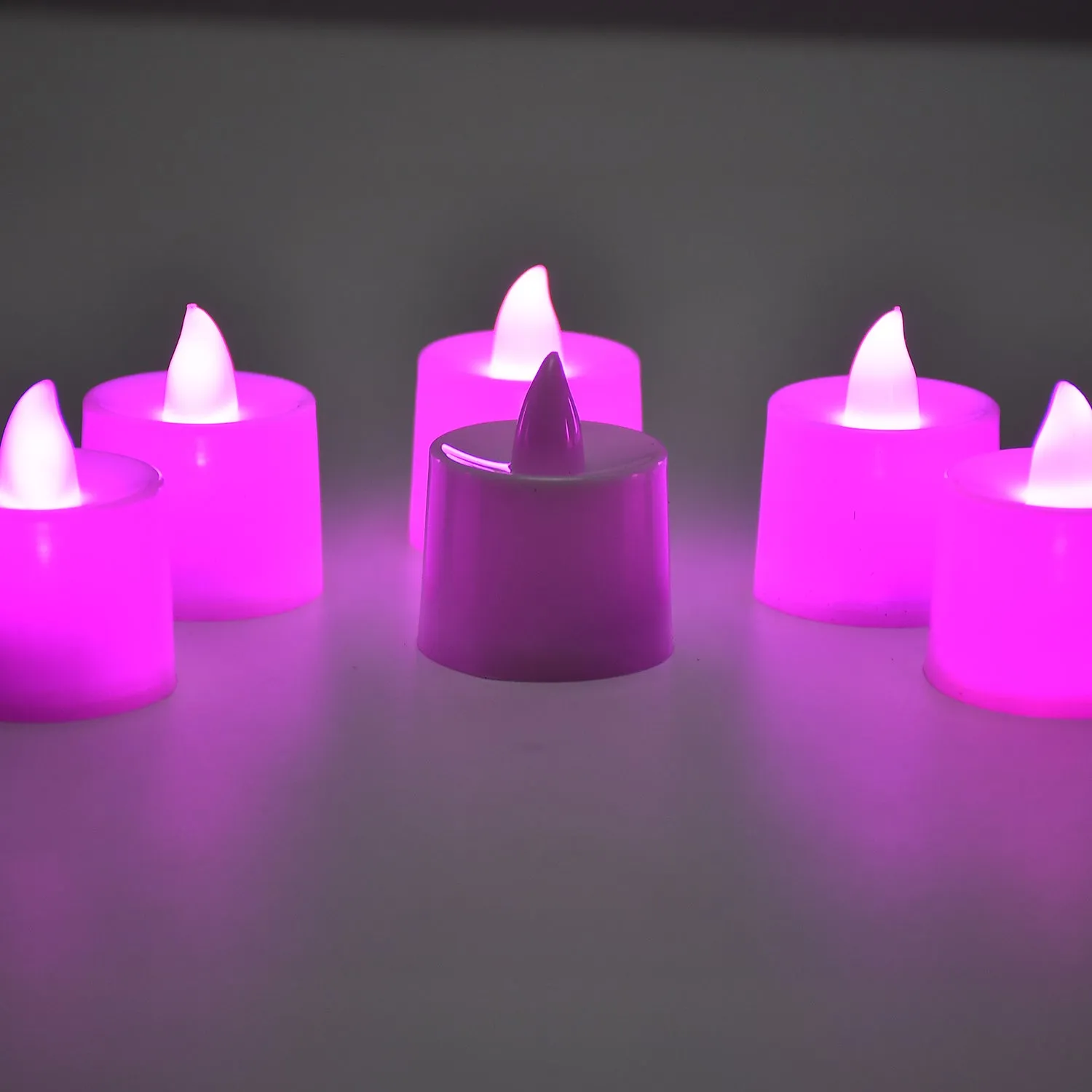 Pink Flameless LED Tealights, Smokeless Plastic Decorative Candles - Led Tea Light Candle For Home Decoration (Pack Of 24)