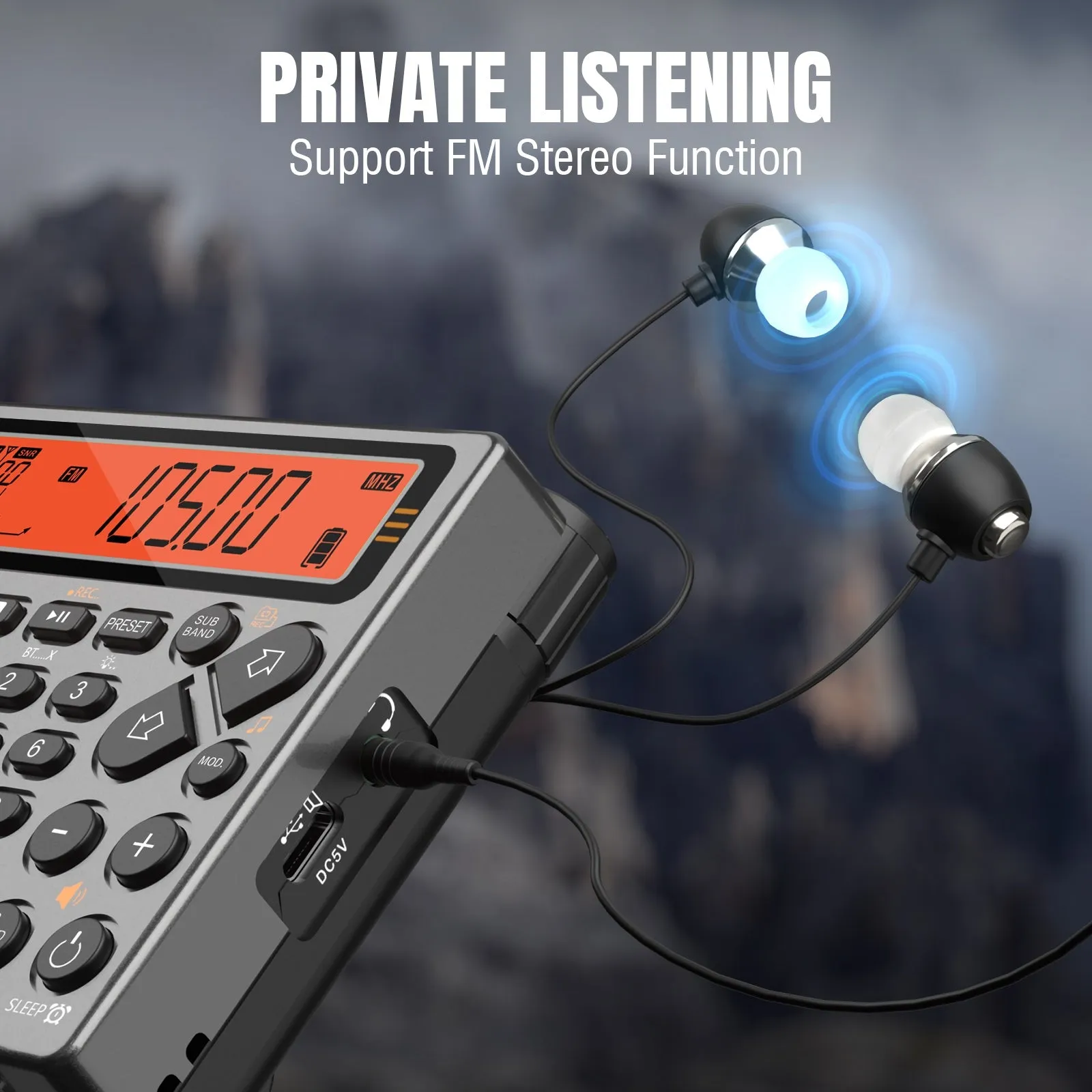 Raddy RF757 Shortwave Radio | APP Control | AM/FM/SW/VHF/UHF/CB/AIR/NOAA | 1000 Presets | Bluetooth 5.0 | 2500mAh Battery