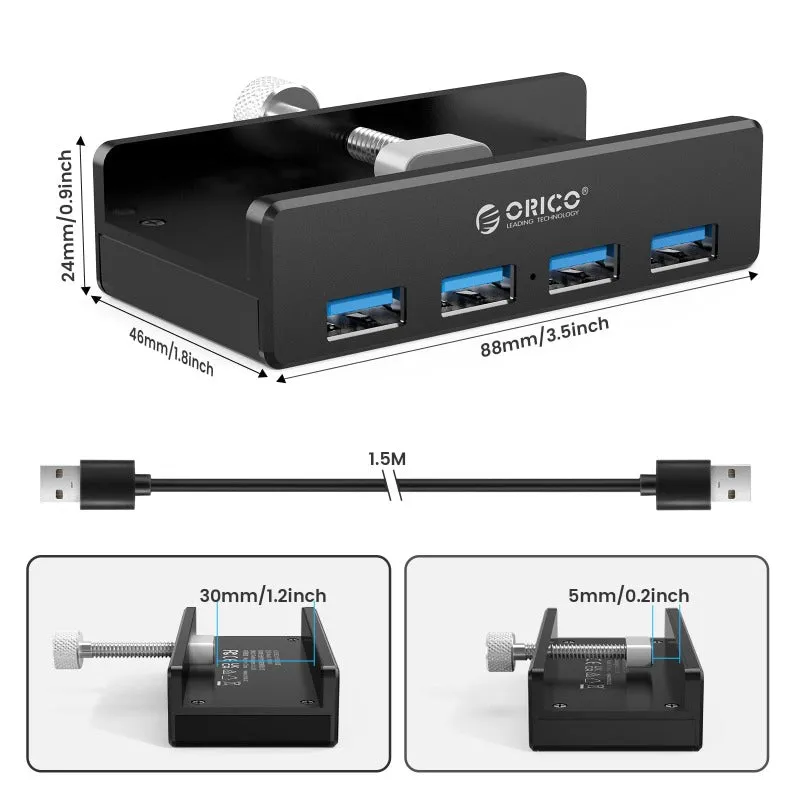 USB 3.0 Aluminum Hub 4 Ports Splitter