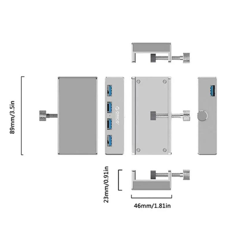 USB 3.0 Aluminum Hub 4 Ports Splitter